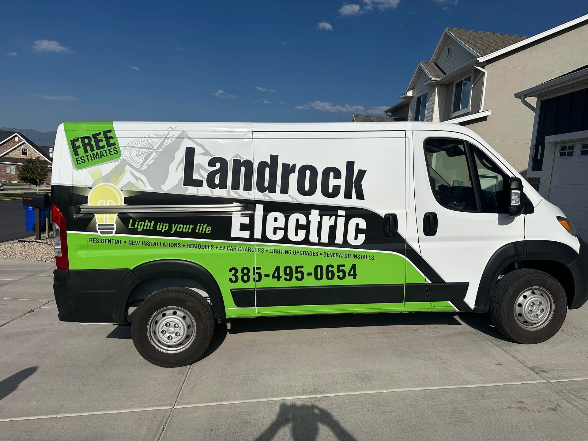Landrock Electric service truck — mobile electrical repairs and troubleshooting across the Wasatch Front